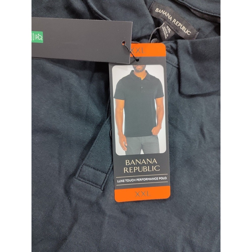 Banana Republic Men's Luxe Touch 100% Cotton Polo Shirt 2XL Black XXL new w tags - Picture 3 of 4